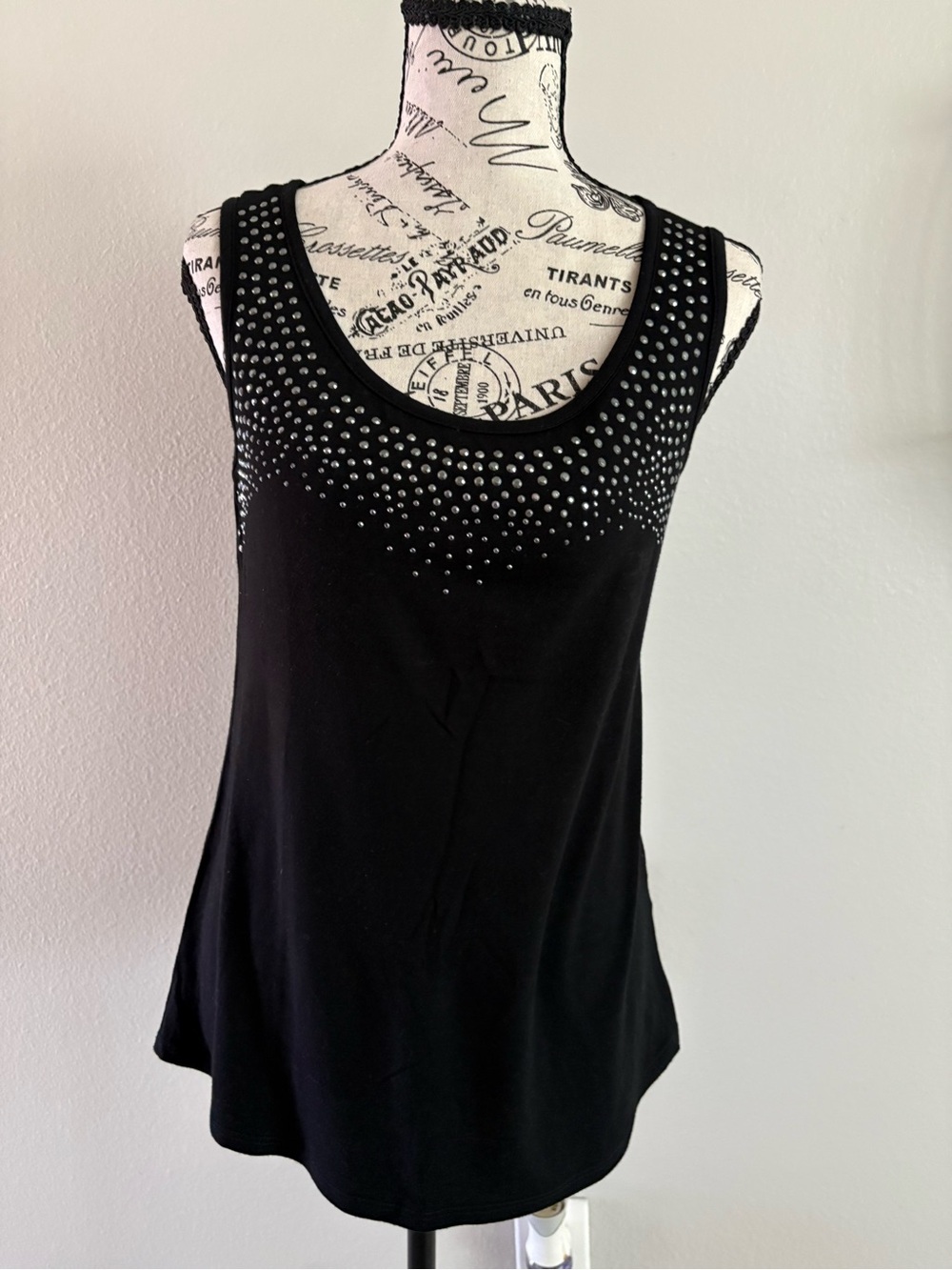 Sunday Black Tank Top with Silver Stud Accents